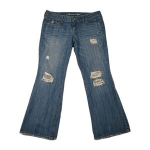 American Eagle Favorite Boyfriend Jeans Distressed Med Wash Size 14 Jeans 36x31